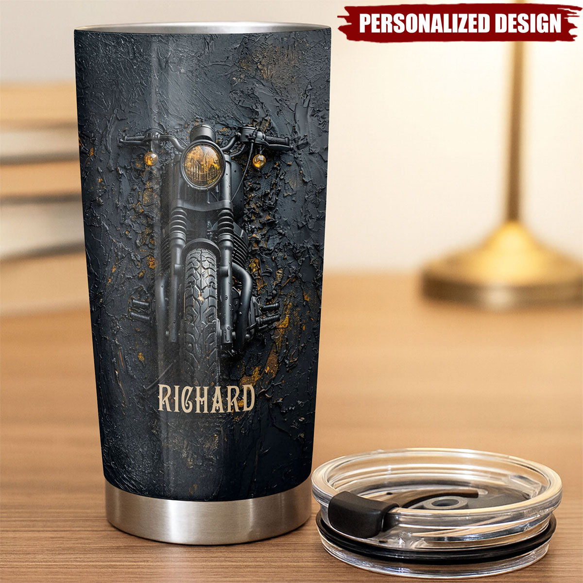 Personalized Motorcycle Tumbler - Custom Name Gift for Bikers