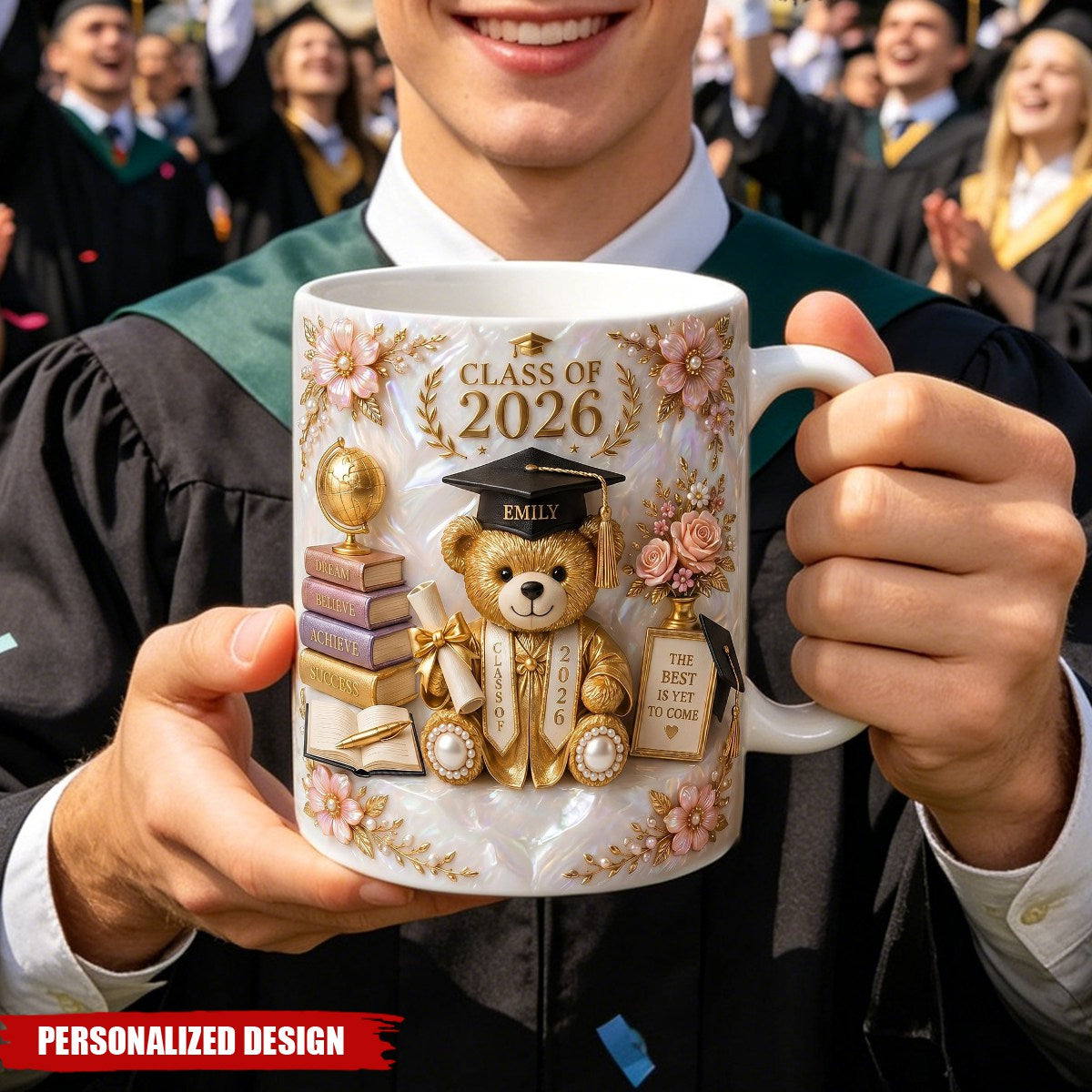 Personalized Class of 2026 Bear Graduation Mug