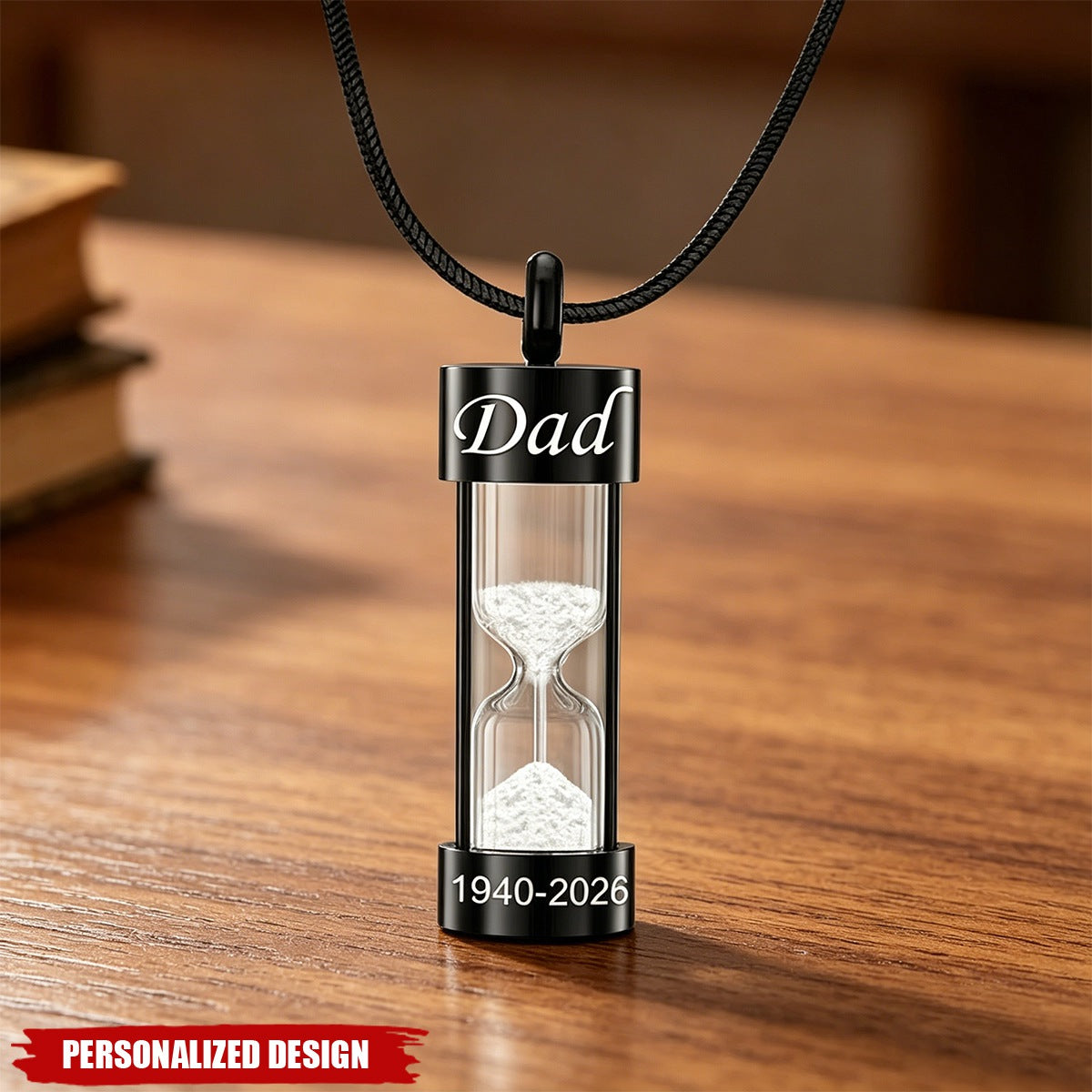 Personalized Hourglass Urn Necklace for Ashes - Custom Engraved Memorial Jewelry
