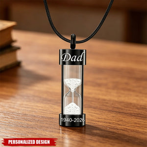 Personalized Hourglass Urn Necklace for Ashes - Custom Engraved Memorial Jewelry