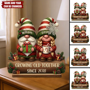 Custom Couple Growing Old Together Plaque - Custom Names & Anniversary Year
