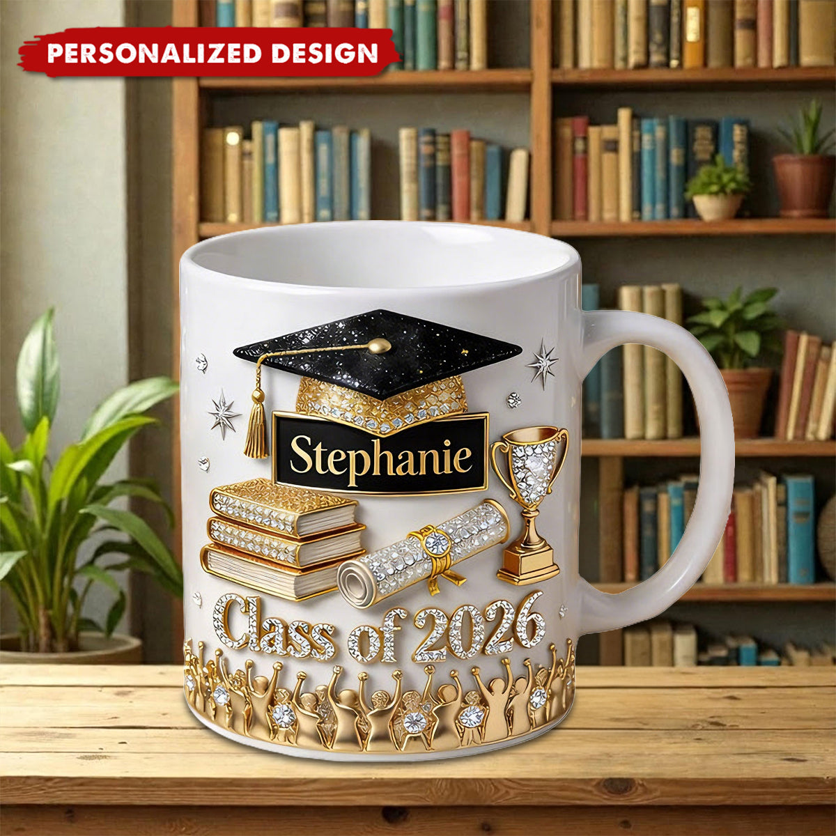 Personalized Class of 2026 Graduation Mug – Custom Name Bling Graduation Keepsake Cup
