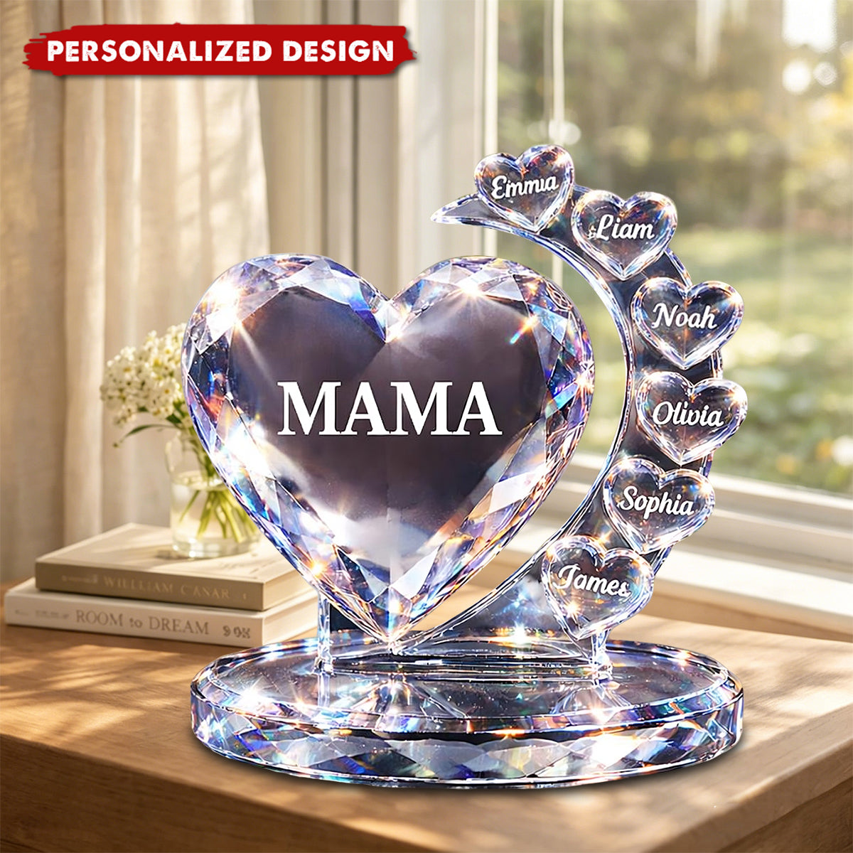 Personalized Mama Heart Plaque - Custom Kids Names Mother’s Day Gift