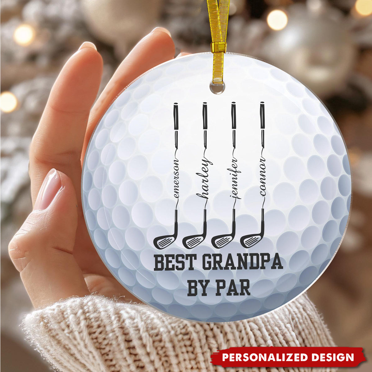 Personalized Golf Club Silhouette Christmas Acrylic Ornament - Gift for Grandpa,Dad