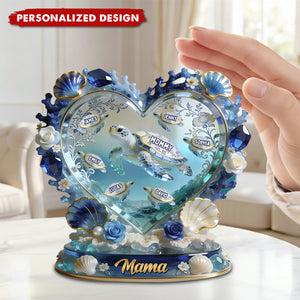 Ocean-Inspired Custom Sea Turtle Family Names Plaque – Gift for Mom, Grandma & Family