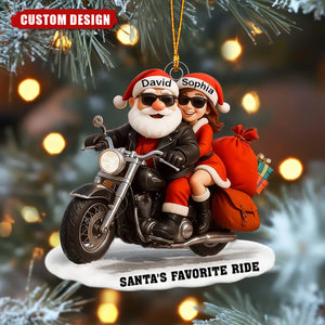Personalized Santa Biker Couple Ornament – Custom Names Christmas Gift 2025