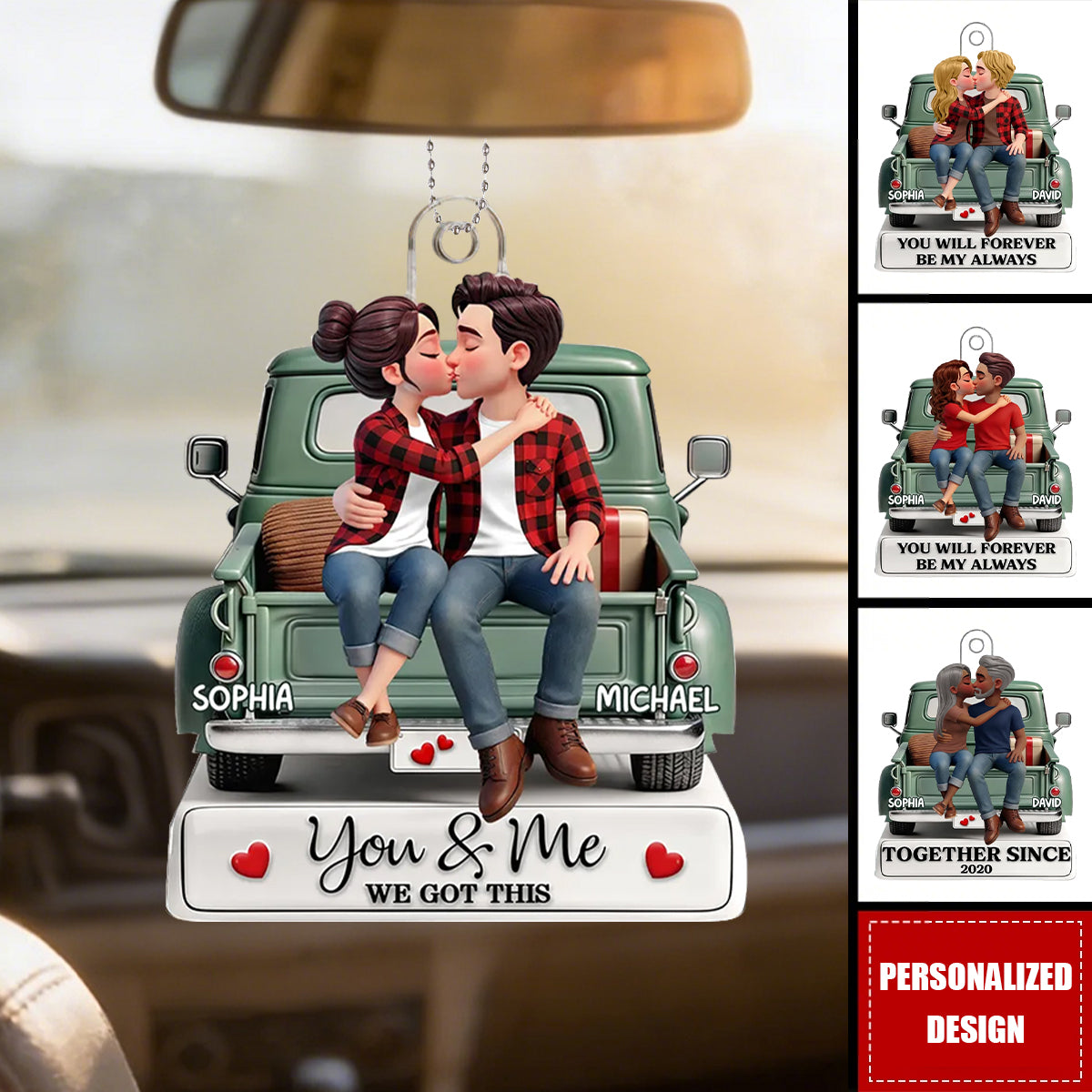 Couple Kissing On The Truck  Car Ornament - Valentine's Day Gift For Couple