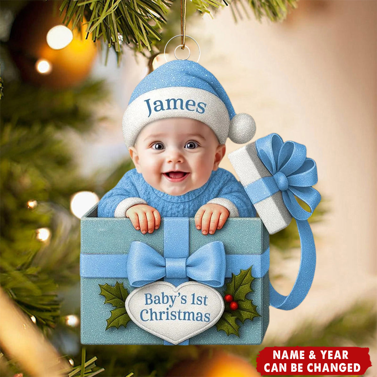 Baby Photo Ornament – First Christmas Personalized Keepsake