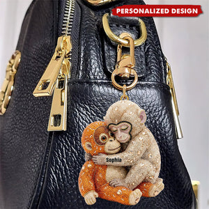 Personalized Monkey Hug Keychain – Custom Name Gift For friends, family, or kids