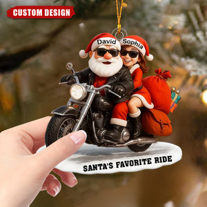 Personalized Santa Biker Couple Ornament – Custom Names Christmas Gift 2025