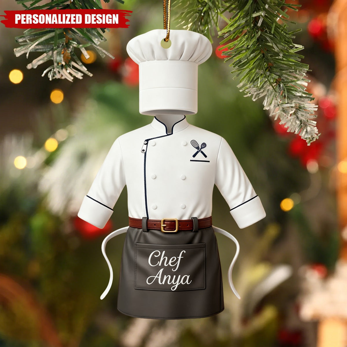 Custom Chef Christmas Ornament – Personalized Name Gift for Cooks & Bakers