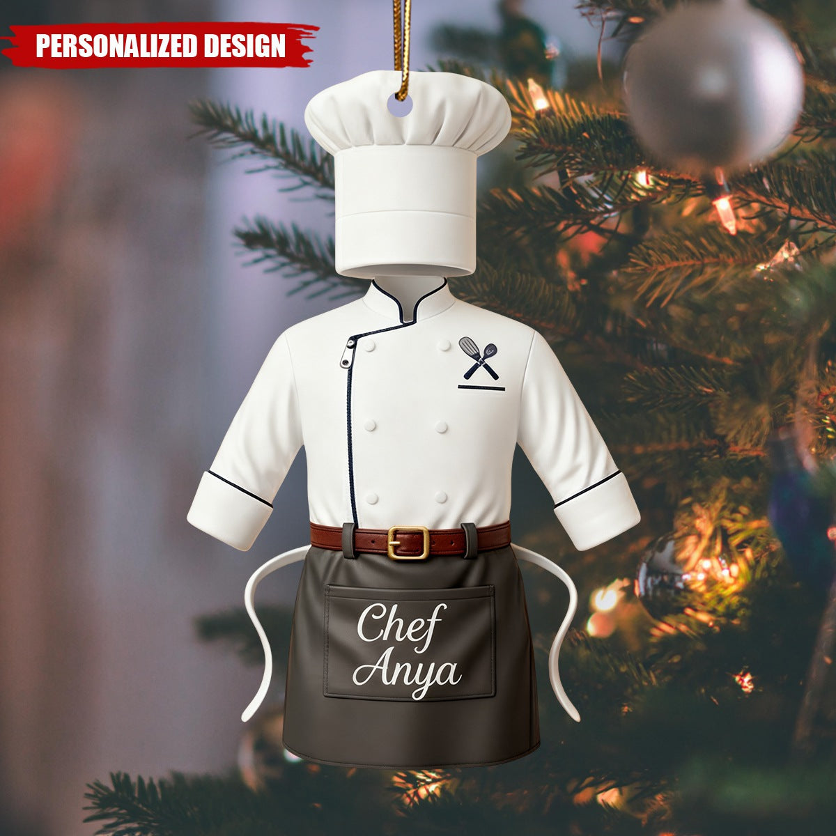 Custom Chef Christmas Ornament – Personalized Name Gift for Cooks & Bakers