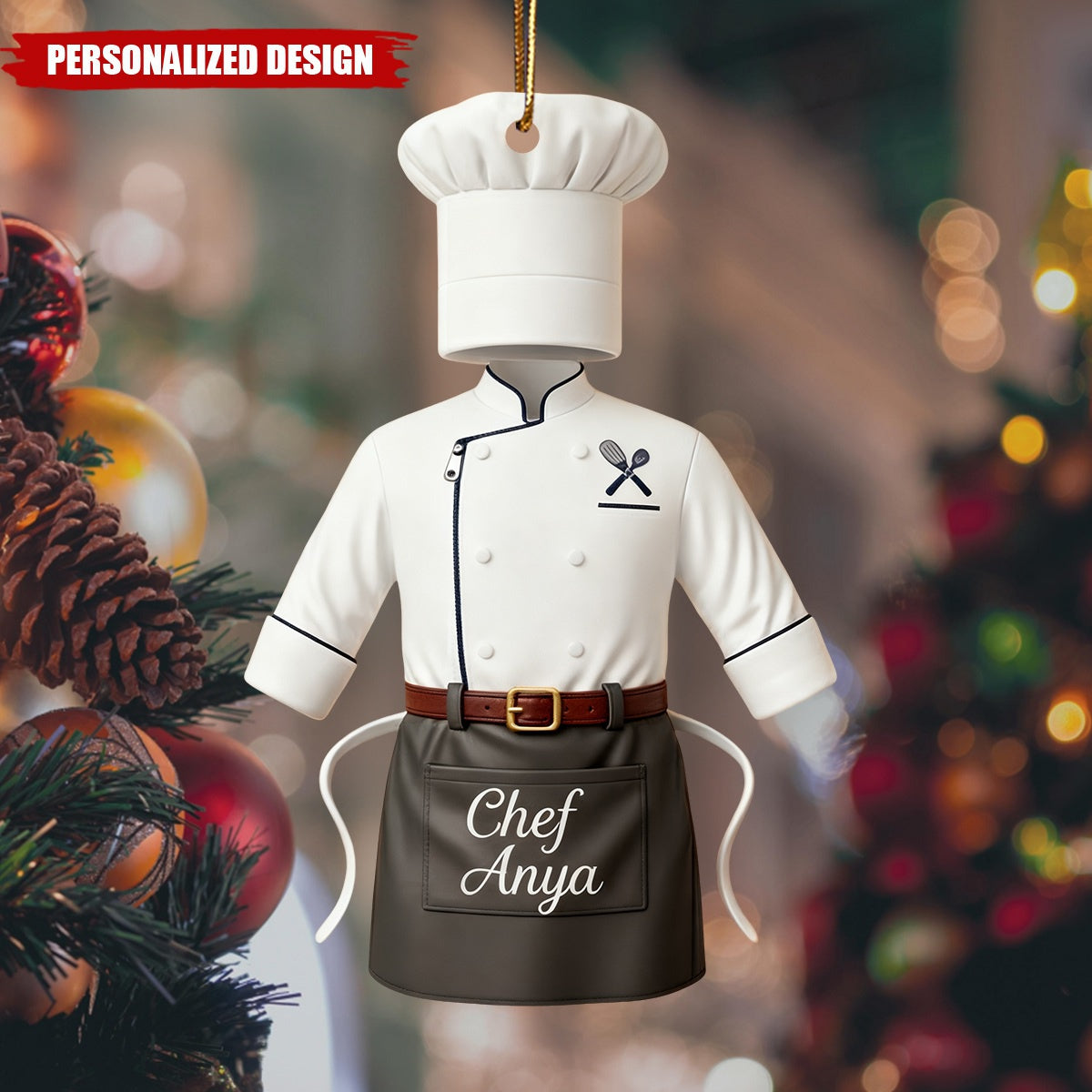 Custom Chef Christmas Ornament – Personalized Name Gift for Cooks & Bakers