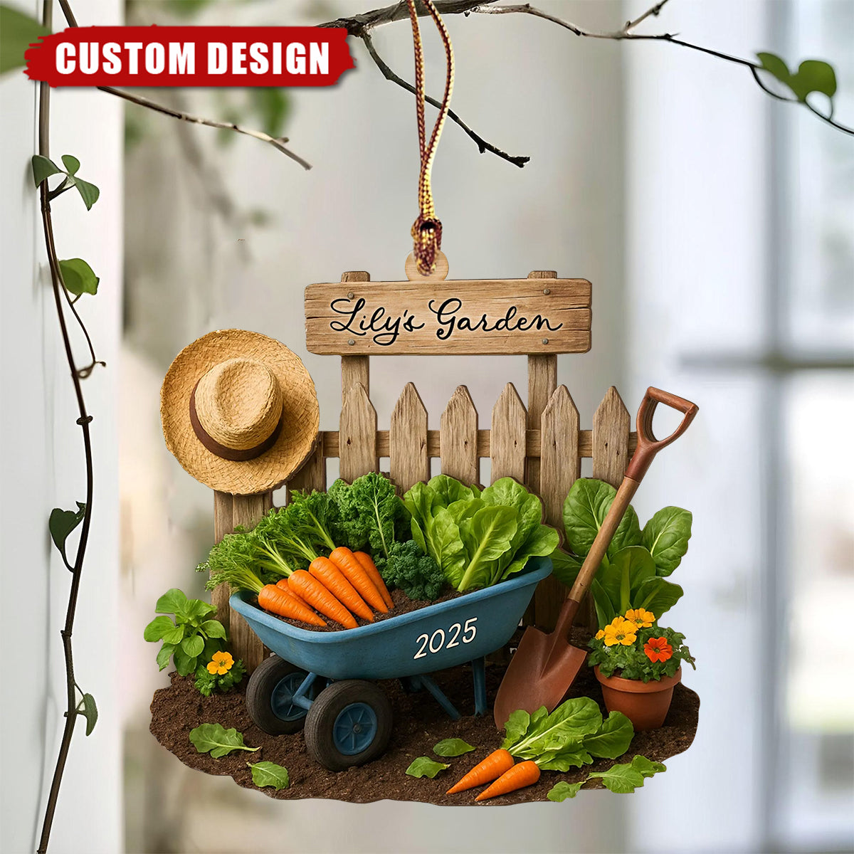 Personalized Vegetable Garden Ornament – Custom Name Garden Decor