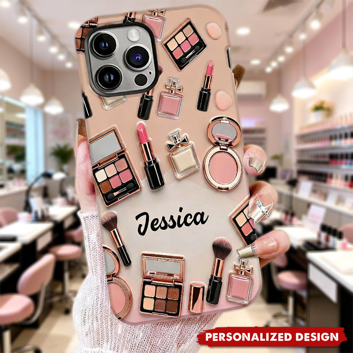 Personalized Makeup Phone Case — Custom Name Gift For Beauty Lovers