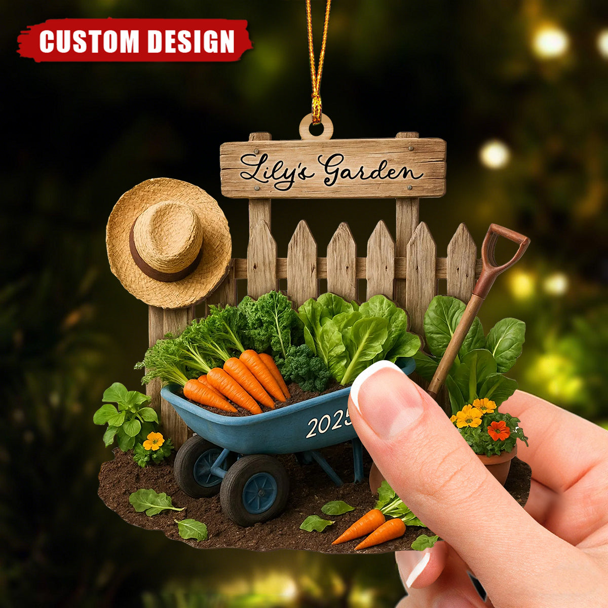Personalized Vegetable Garden Ornament – Custom Name Garden Decor