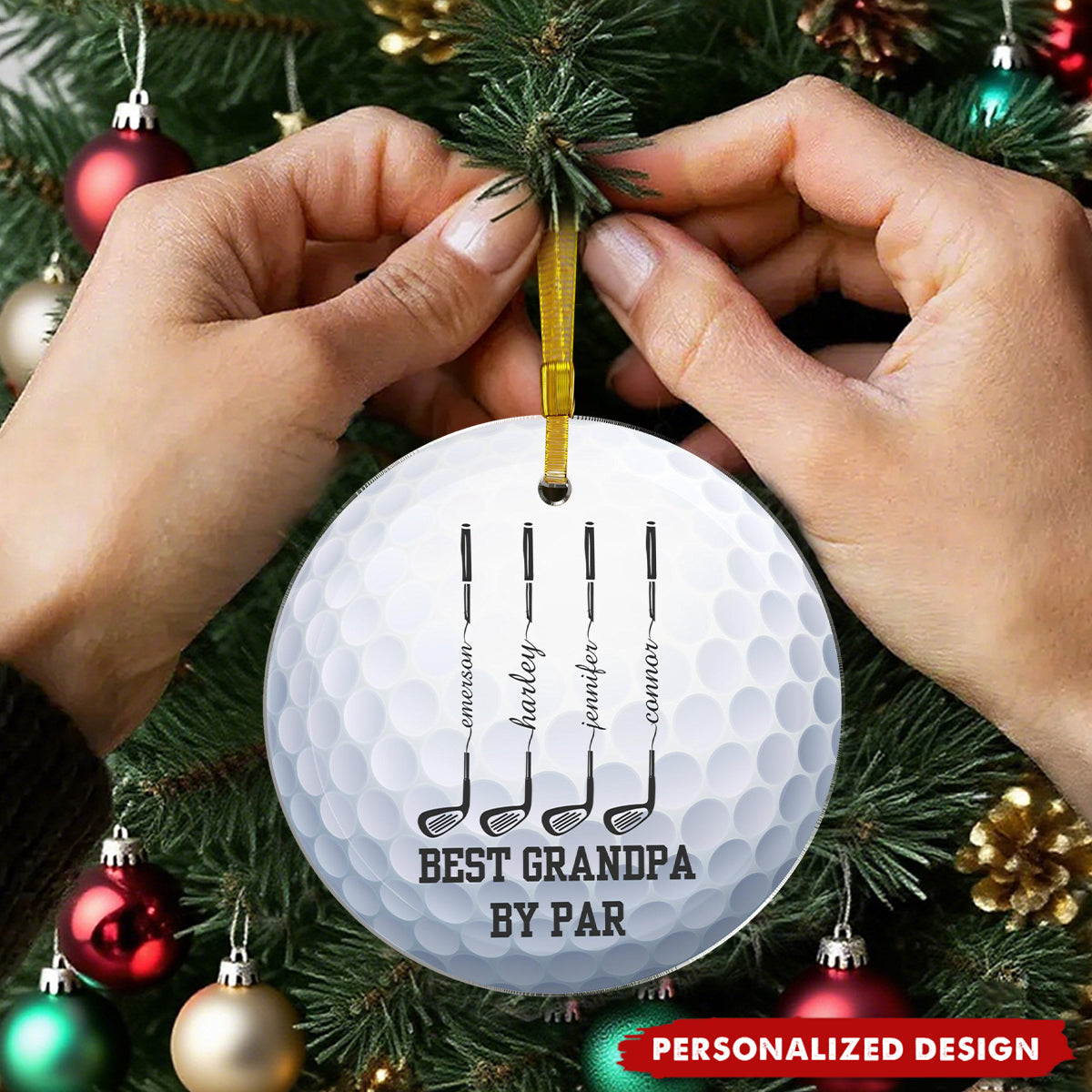 Personalized Golf Club Silhouette Christmas Acrylic Ornament - Gift for Grandpa,Dad