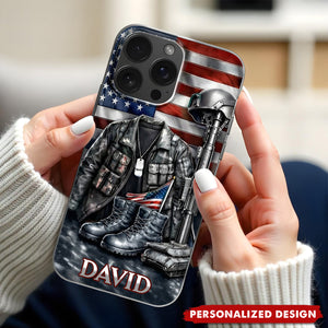 Custom Name Military Phone Case – Memorial Gift for Veterans & Families