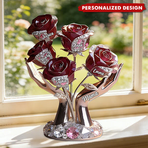 Personalized Custom Rose Tree Shaped Acrylic Plaque -Gift for Mama,Grandma