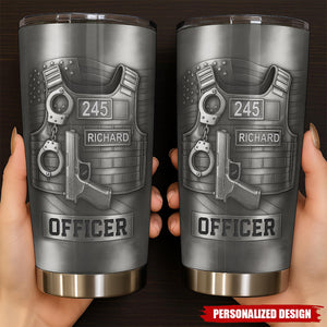 Personalized Police Officer Tumbler – Custom Name & Badge Number