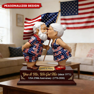 Personalized USA 250th Anniversary Couple Plaque – You & Me, We Got This
