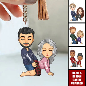 Naughty Personalized Cartoon Couple Keychain - Gifts For Couple
