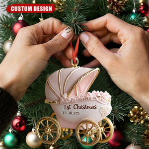 Personalized Baby Carriage Christmas Ornament – Custom Name & Date