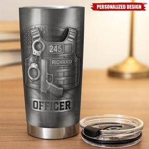 Personalized Police Officer Tumbler – Custom Name & Badge Number