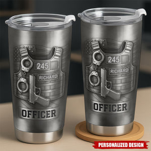 Personalized Police Officer Tumbler – Custom Name & Badge Number