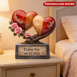 Personalized Heart Couple Plaque – Custom Names & Date Anniversary Gift for Her/Him