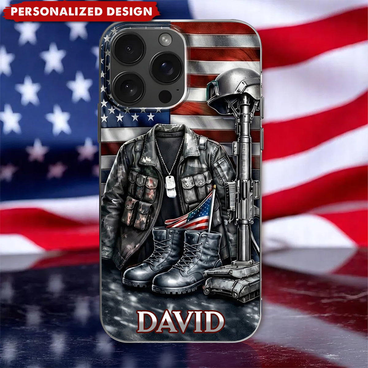 Custom Name Military Phone Case – Memorial Gift for Veterans & Families