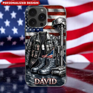 Custom Name Military Phone Case – Memorial Gift for Veterans & Families