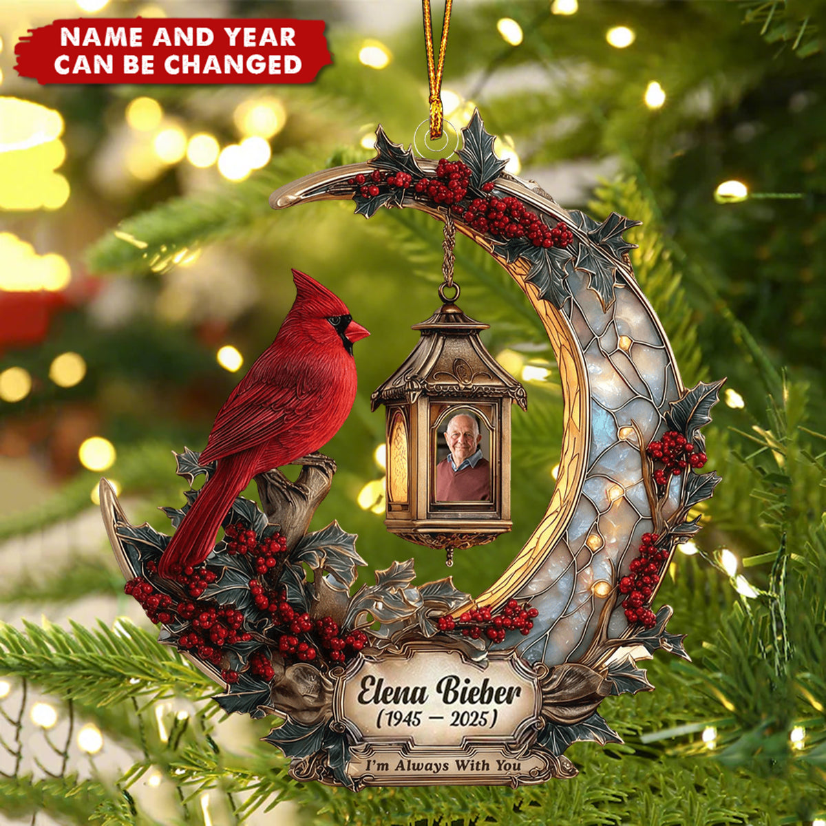 Custom Cardinal Memorial Ornament – Personalized Photo & Name Remembrance Gift