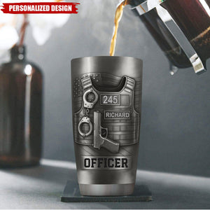 Personalized Police Officer Tumbler – Custom Name & Badge Number