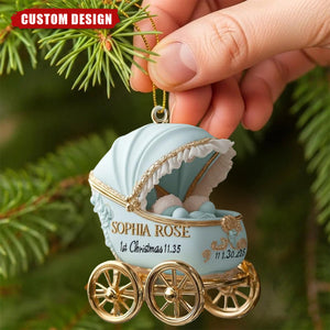 Personalized Baby Carriage Christmas Ornament – Custom Name & Date