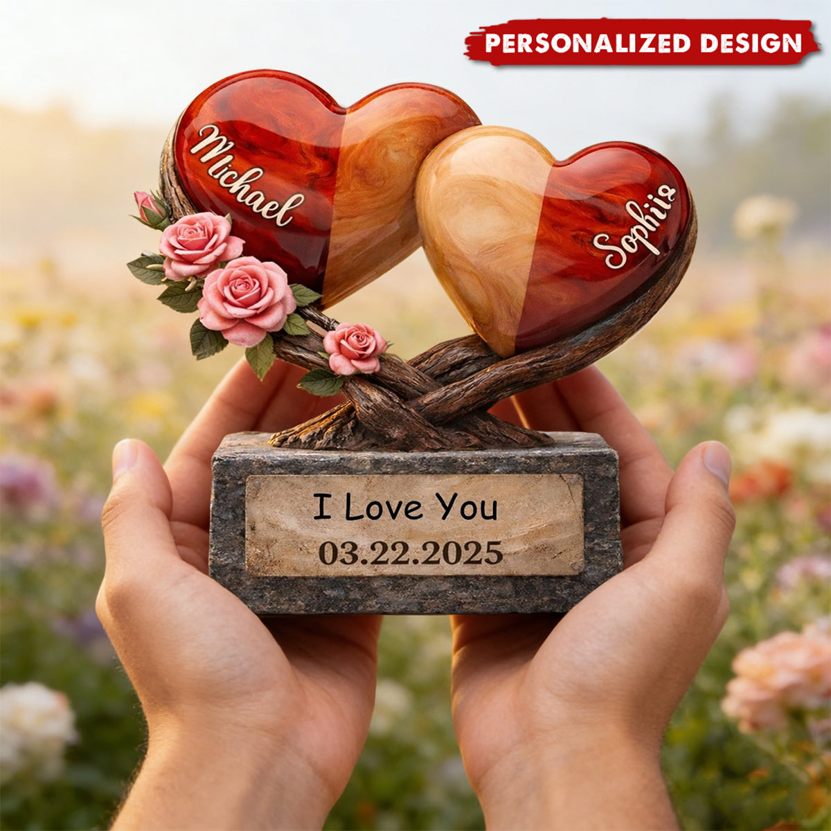 Personalized Heart Couple Plaque – Custom Names & Date Anniversary Gift for Her/Him