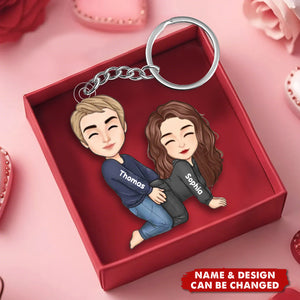 Naughty Personalized Cartoon Couple Keychain - Gifts For Couple