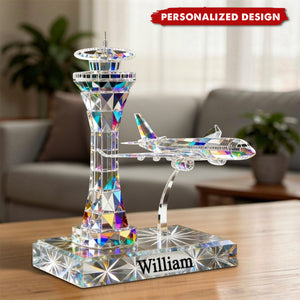 Personalized Acrylic Airplane & Control Tower Keepsake for Aviation Lovers