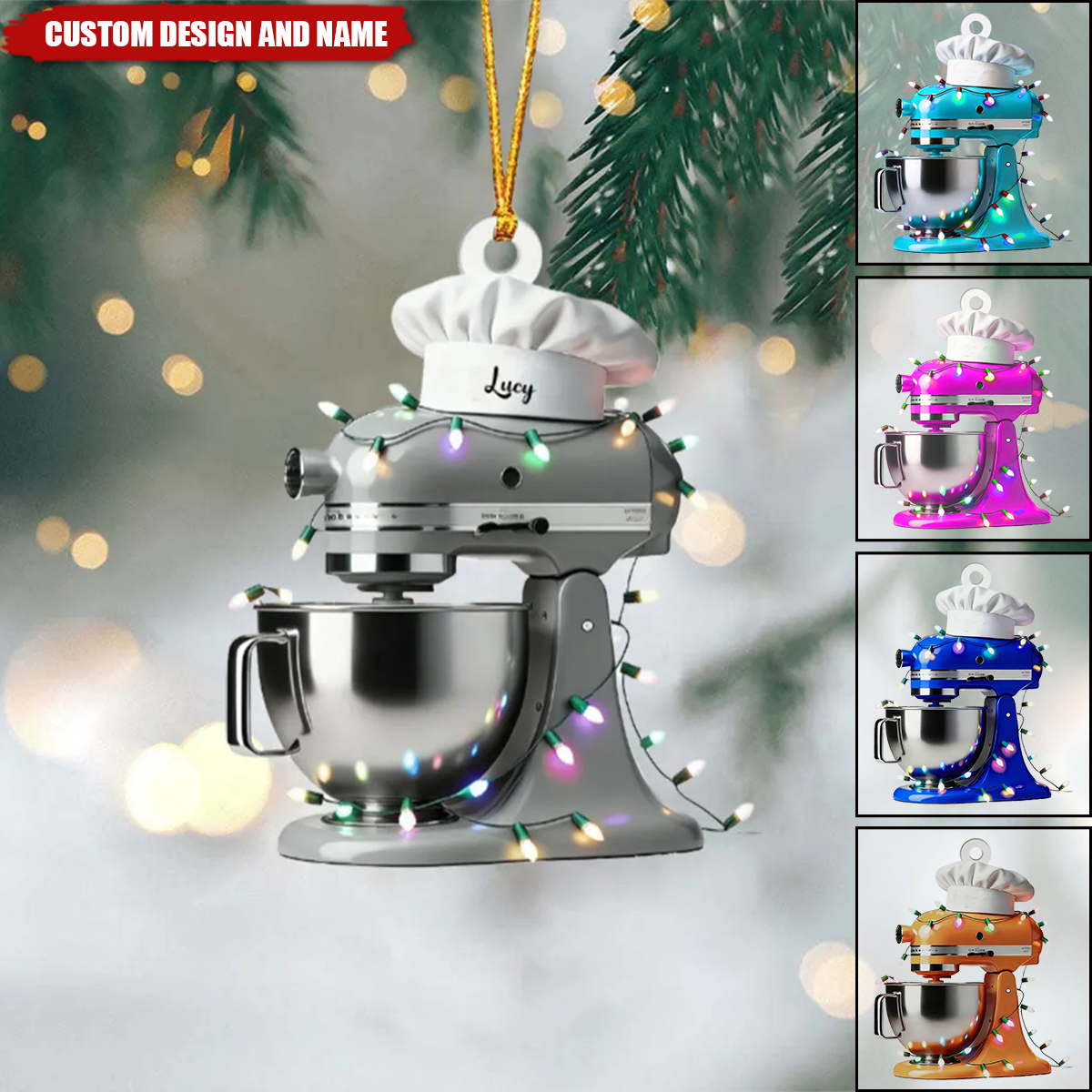 Personalized Stand Mixer Ornament – Custom Name Baking Gift for Chefs & Kitchen Lovers
