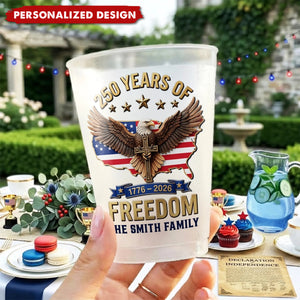 Personalized 250 Years of Freedom Cups - Custom Family Name 4th of July Gift