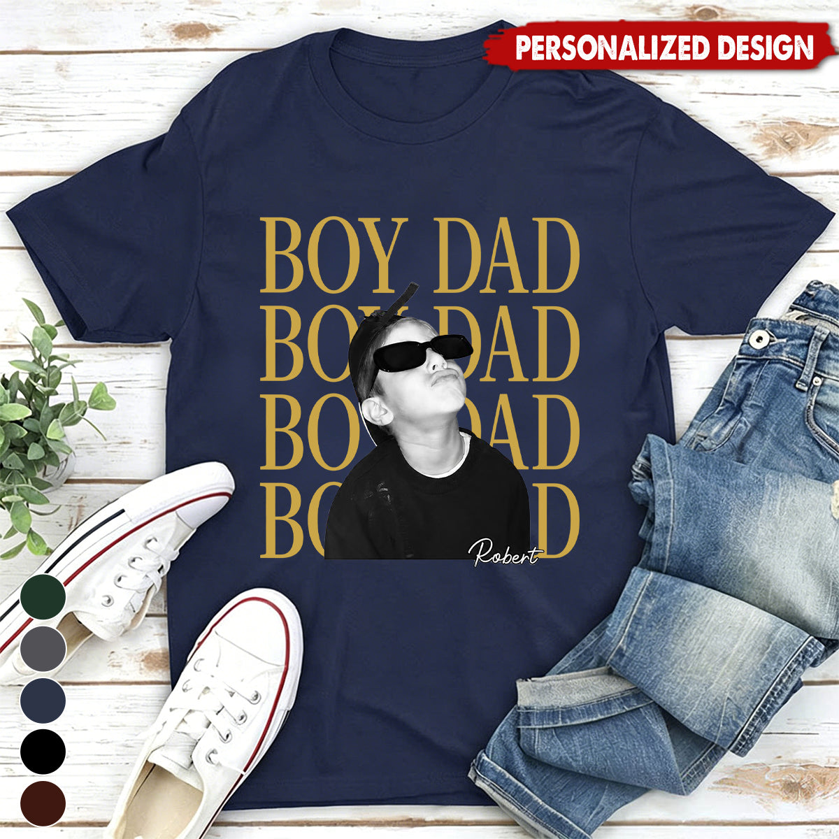 Personalized  Kid Photo & Name T-Shirt -Father's Day Gift