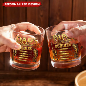 Personalized “ Fishing Buddies” Whiskey Glass - Custom Names Fishing Keepsake