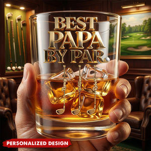 Personalized Best Dad By Par Golf Whiskey Glass - Father’s Day Golf Gift for Papa Grandpa