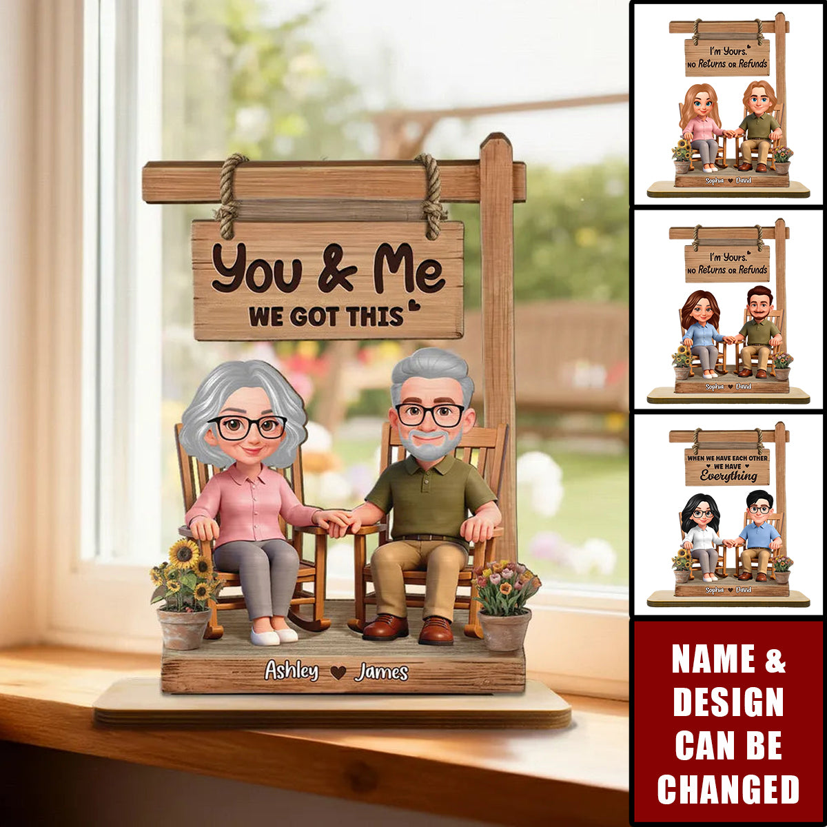 Personalized Couple Wooden Plaque — Custom Name "You & Me We Got This" Anniversary Gift