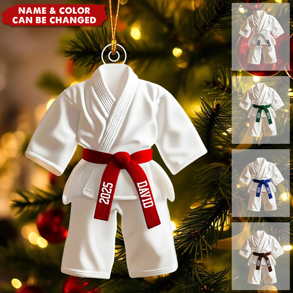 Custom Karate,Taekwondo Uniform Ornament – Personalized Belt Color & Name Keepsake