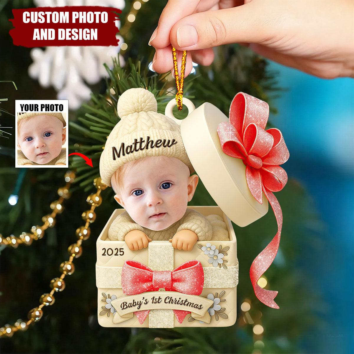 Personalized Baby's 1st Christmas Gift Box Ornament