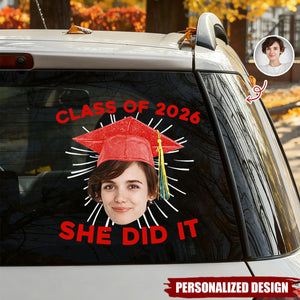 Personalized Funny Face Graduation Decal - 2026 Graduation Gift for Him/Her