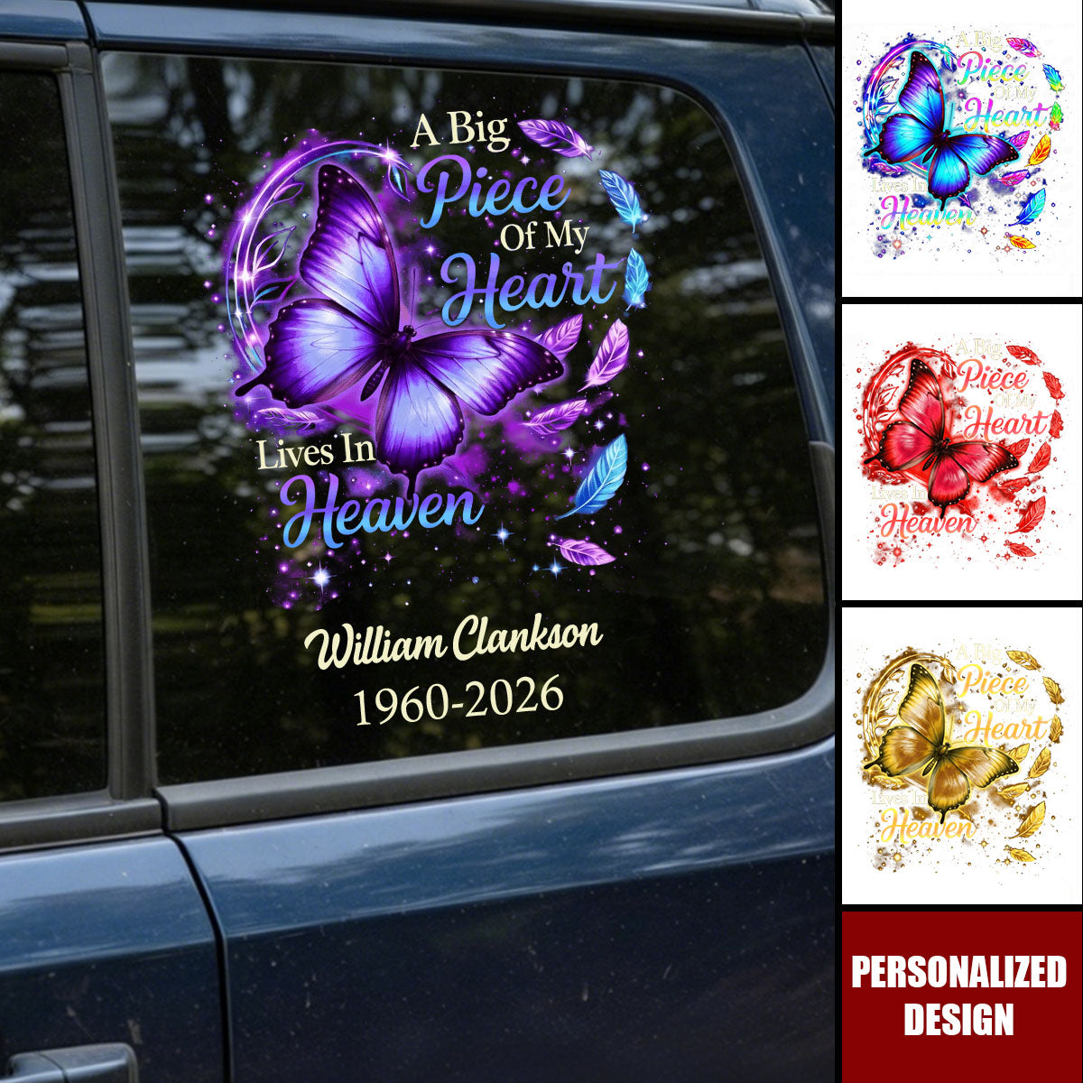 Carry Their Memory With You- Personalized Butterfly Memorial Decal