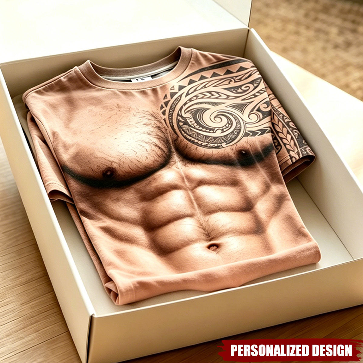 Personalized Optical Illusion Fake Tattoo Costume Muscular Torso T-Shirt