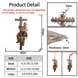 Electric Lineman Ornament with Custom Face – Unique Christmas Gift for Utility Workers